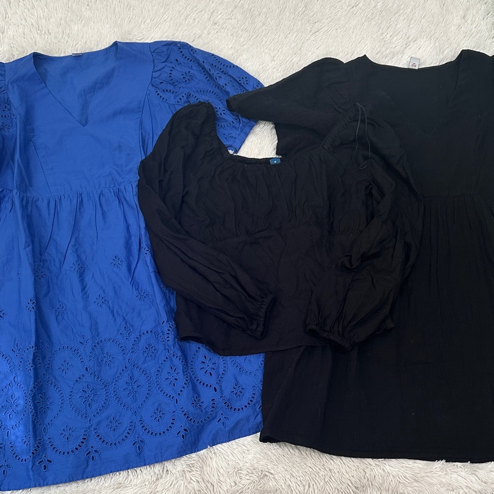 🦋 Bundle of 2 Old Navy Dresses & 1 Peasant Blouse Size S\M